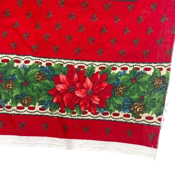 Vtg Cranston Print Works VIP Christmas Poinsettia Fabric Panel Red 17.5x44" - Picture 6 of 6